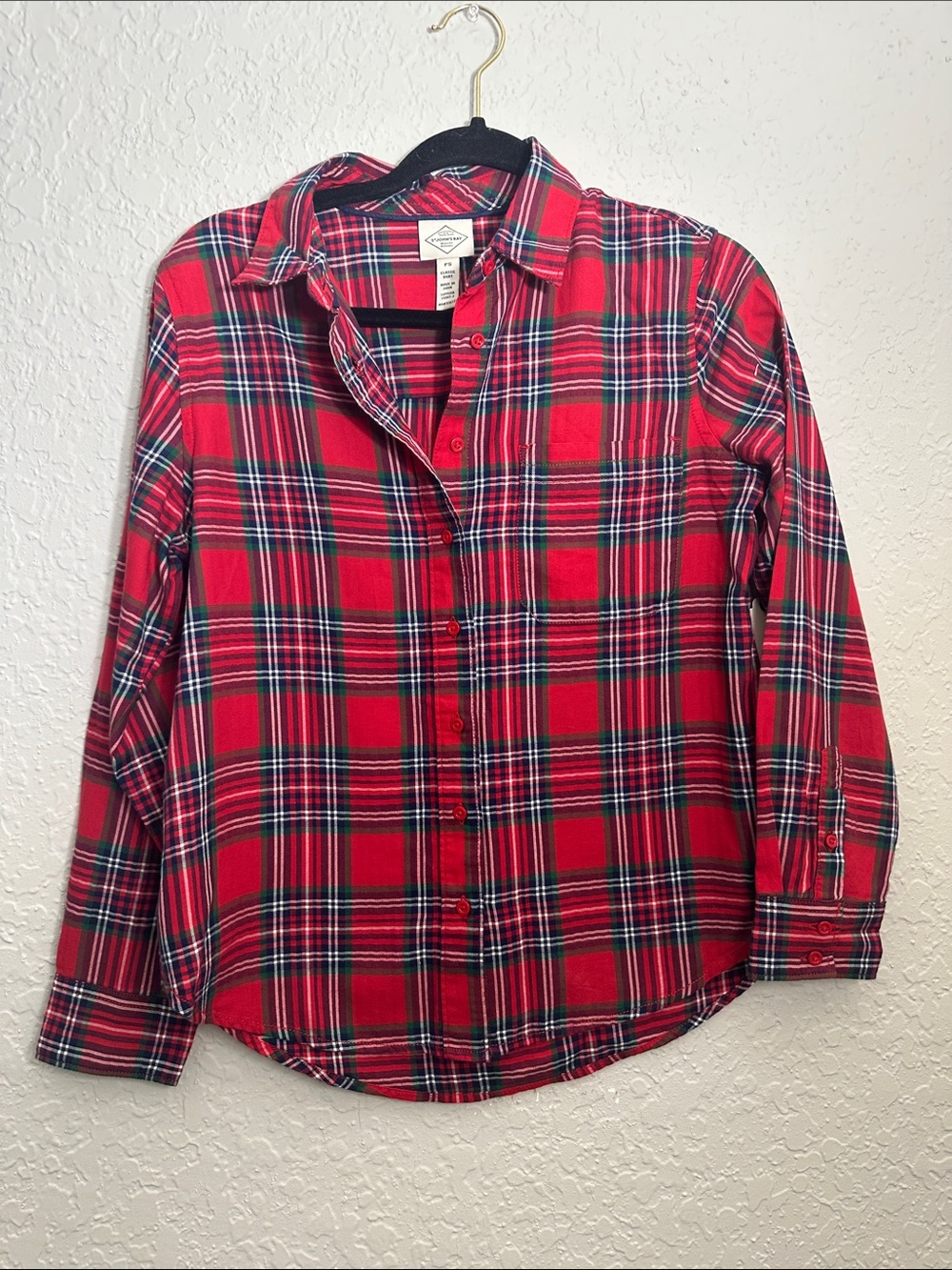 St. John's Bay Red Plaid Button-Down Shirt for Kids